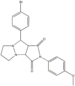 9-(4-bromophenyl)-2-(4-methoxyphenyl)tetrahydro-5H-pyrazolo[1,2-a]pyrrolo[3,4-c]pyrazole-1,3(2H,3aH)-dione 化学構造式