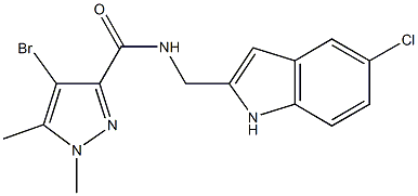 4-bromo-N-[(5-chloro-1H-indol-2-yl)methyl]-1,5-dimethyl-1H-pyrazole-3-carboxamide Structure