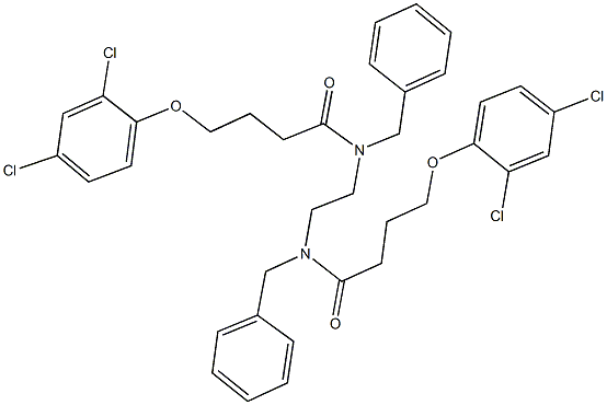 N-benzyl-N-(2-{benzyl[4-(2,4-dichlorophenoxy)butanoyl]amino}ethyl)-4-(2,4-dichlorophenoxy)butanamide 化学構造式