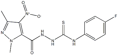 N-(4-fluorophenyl)-2-({4-nitro-1,3-dimethyl-1H-pyrazol-5-yl}carbonyl)hydrazinecarbothioamide Structure