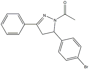 1-acetyl-5-(4-bromophenyl)-3-phenyl-4,5-dihydro-1H-pyrazole 化学構造式