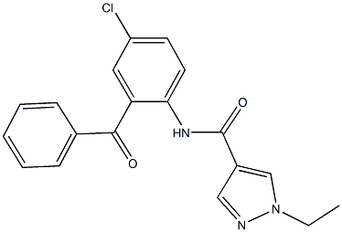 N-(2-benzoyl-4-chlorophenyl)-1-ethyl-1H-pyrazole-4-carboxamide 化学構造式
