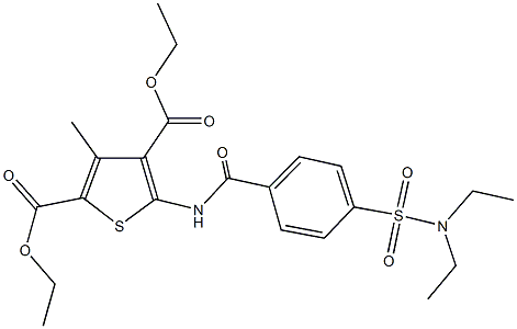 diethyl 5-({4-[(diethylamino)sulfonyl]benzoyl}amino)-3-methyl-2,4-thiophenedicarboxylate,,结构式