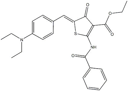 ethyl 2-(benzoylamino)-5-[4-(diethylamino)benzylidene]-4-oxo-4,5-dihydro-3-thiophenecarboxylate Structure