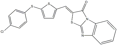 2-({5-[(4-chlorophenyl)sulfanyl]thien-2-yl}methylene)[1,3]thiazolo[3,2-a]benzimidazol-3(2H)-one,,结构式