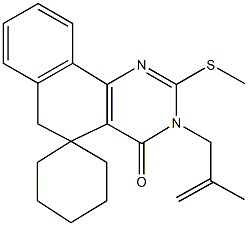 3-(2-methyl-2-propenyl)-2-(methylsulfanyl)-5,6-dihydrospiro(benzo[h]quinazoline-5,1'-cyclohexane)-4(3H)-one Structure