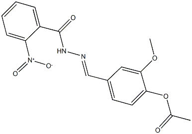 4-(2-{2-nitrobenzoyl}carbohydrazonoyl)-2-methoxyphenyl acetate Struktur