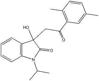 3-[2-(2,5-dimethylphenyl)-2-oxoethyl]-3-hydroxy-1-isopropyl-1,3-dihydro-2H-indol-2-one 结构式