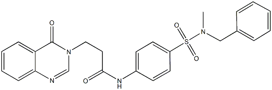 N-(4-{[benzyl(methyl)amino]sulfonyl}phenyl)-3-(4-oxo-3(4H)-quinazolinyl)propanamide 化学構造式