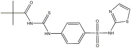 4-({[(2,2-dimethylpropanoyl)amino]carbothioyl}amino)-N-(1,3-thiazol-2-yl)benzenesulfonamide,,结构式