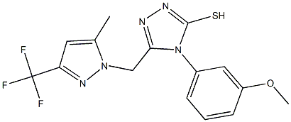 4-(3-methoxyphenyl)-5-{[5-methyl-3-(trifluoromethyl)-1H-pyrazol-1-yl]methyl}-4H-1,2,4-triazol-3-yl hydrosulfide Struktur