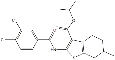 isopropyl 2-[(3,4-dichlorobenzoyl)amino]-6-methyl-4,5,6,7-tetrahydro-1-benzothiophene-3-carboxylate,,结构式