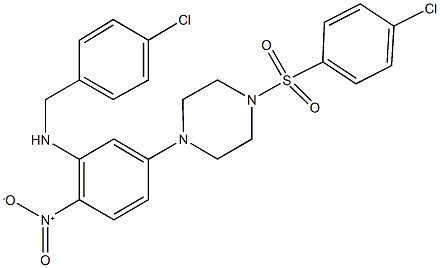 1-{3-[(4-chlorobenzyl)amino]-4-nitrophenyl}-4-[(4-chlorophenyl)sulfonyl]piperazine,,结构式