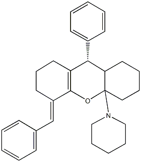 1-(5-benzylidene-9-phenyl-1,2,3,4,5,6,7,8,9,9a-decahydro-4aH-xanthen-4a-yl)piperidine|