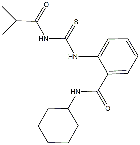 N-cyclohexyl-2-{[(isobutyrylamino)carbothioyl]amino}benzamide,,结构式