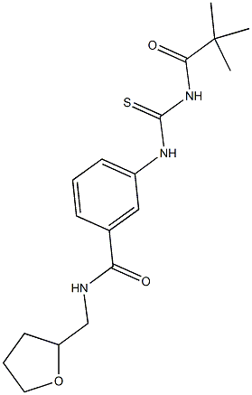 3-({[(2,2-dimethylpropanoyl)amino]carbothioyl}amino)-N-(tetrahydro-2-furanylmethyl)benzamide 结构式