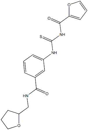 3-{[(2-furoylamino)carbothioyl]amino}-N-(tetrahydro-2-furanylmethyl)benzamide 结构式