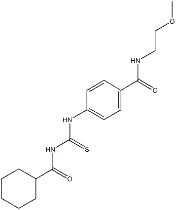 4-({[(cyclohexylcarbonyl)amino]carbothioyl}amino)-N-(2-methoxyethyl)benzamide,,结构式