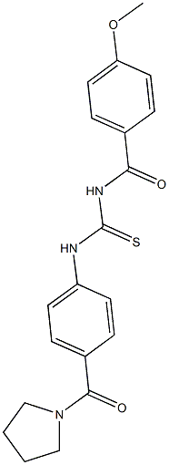  N-(4-methoxybenzoyl)-N'-[4-(1-pyrrolidinylcarbonyl)phenyl]thiourea