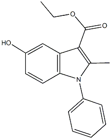 1-フェニル-2-メチル-5-ヒドロキシ-1H-インドール-3-カルボン酸エチル 化学構造式