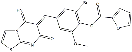 2-bromo-4-[(5-imino-7-oxo-5H-[1,3]thiazolo[3,2-a]pyrimidin-6(7H)-ylidene)methyl]-6-methoxyphenyl 2-furoate