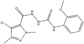 2-[(4-chloro-1,3-dimethyl-1H-pyrazol-5-yl)carbonyl]-N-(2-methoxyphenyl)hydrazinecarbothioamide,,结构式