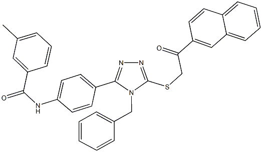 N-[4-(4-benzyl-5-{[2-(2-naphthyl)-2-oxoethyl]sulfanyl}-4H-1,2,4-triazol-3-yl)phenyl]-3-methylbenzamide 化学構造式