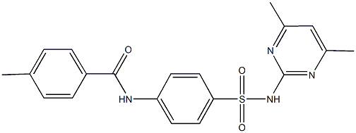 N-(4-{[(4,6-dimethyl-2-pyrimidinyl)amino]sulfonyl}phenyl)-4-methylbenzamide,,结构式