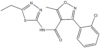 3-(2-chlorophenyl)-N-(5-ethyl-1,3,4-thiadiazol-2-yl)-5-methyl-4-isoxazolecarboxamide Structure