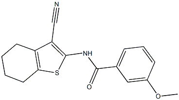 N-(3-cyano-4,5,6,7-tetrahydro-1-benzothien-2-yl)-3-methoxybenzamide 化学構造式