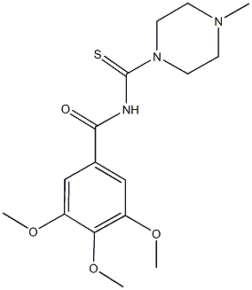 3,4,5-trimethoxy-N-[(4-methyl-1-piperazinyl)carbothioyl]benzamide 结构式