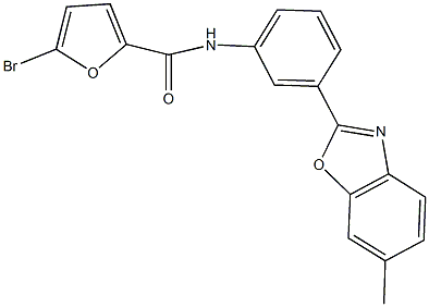 5-bromo-N-[3-(6-methyl-1,3-benzoxazol-2-yl)phenyl]-2-furamide,,结构式