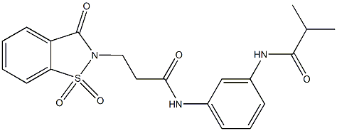 N-(3-{[3-(1,1-dioxido-3-oxo-1,2-benzisothiazol-2(3H)-yl)propanoyl]amino}phenyl)-2-methylpropanamide Structure