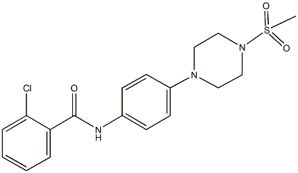 2-chloro-N-{4-[4-(methylsulfonyl)-1-piperazinyl]phenyl}benzamide 结构式