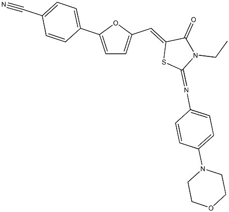 4-{5-[(3-ethyl-2-{[4-(4-morpholinyl)phenyl]imino}-4-oxo-1,3-thiazolidin-5-ylidene)methyl]-2-furyl}benzonitrile Structure