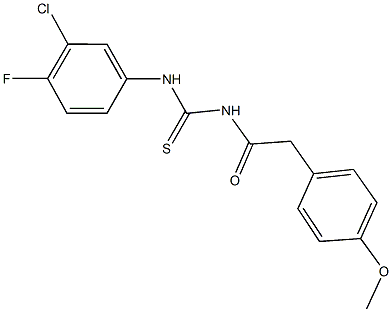 N-(3-chloro-4-fluorophenyl)-N'-[(4-methoxyphenyl)acetyl]thiourea,,结构式