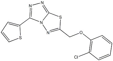 6-[(2-chlorophenoxy)methyl]-3-(2-thienyl)[1,2,4]triazolo[3,4-b][1,3,4]thiadiazole,,结构式