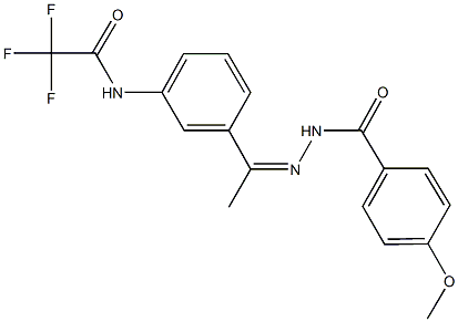 2,2,2-trifluoro-N-{3-[N-(4-methoxybenzoyl)ethanehydrazonoyl]phenyl}acetamide Struktur