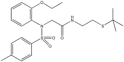 N-[2-(tert-butylsulfanyl)ethyl]-2-{2-ethoxy[(4-methylphenyl)sulfonyl]anilino}acetamide,,结构式