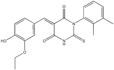 1-(2,3-dimethylphenyl)-5-(3-ethoxy-4-hydroxybenzylidene)-2-thioxodihydro-4,6(1H,5H)-pyrimidinedione Structure