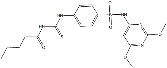 N-(2,6-dimethoxy-4-pyrimidinyl)-4-{[(pentanoylamino)carbothioyl]amino}benzenesulfonamide Structure