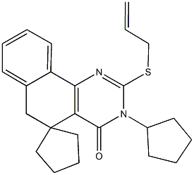 2-(allylsulfanyl)-3-cyclopentyl-5,6-dihydrospiro(benzo[h]quinazoline-5,1'-cyclopentane)-4(3H)-one Structure
