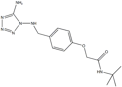 2-(4-{[(5-amino-1H-tetraazol-1-yl)amino]methyl}phenoxy)-N-(tert-butyl)acetamide Struktur