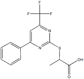 2-{[4-phenyl-6-(trifluoromethyl)-2-pyrimidinyl]sulfanyl}propanoic acid|