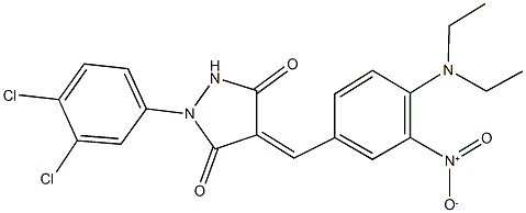 1-(3,4-dichlorophenyl)-4-{4-(diethylamino)-3-nitrobenzylidene}-3,5-pyrazolidinedione 化学構造式