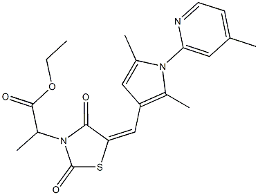 ethyl 2-(5-{[2,5-dimethyl-1-(4-methyl-2-pyridinyl)-1H-pyrrol-3-yl]methylene}-2,4-dioxo-1,3-thiazolidin-3-yl)propanoate Structure