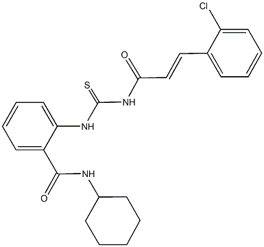 2-[({[3-(2-chlorophenyl)acryloyl]amino}carbothioyl)amino]-N-cyclohexylbenzamide,,结构式