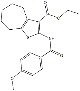 ethyl 2-[(4-methoxybenzoyl)amino]-5,6,7,8-tetrahydro-4H-cyclohepta[b]thiophene-3-carboxylate 化学構造式