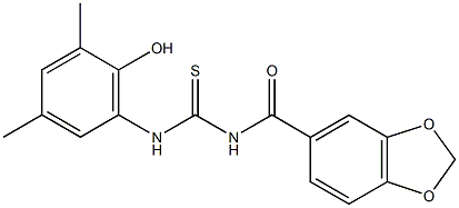 N-(1,3-benzodioxol-5-ylcarbonyl)-N'-(2-hydroxy-3,5-dimethylphenyl)thiourea Structure