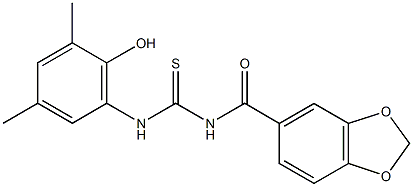 N-(1,3-benzodioxol-5-ylcarbonyl)-N'-(2-hydroxy-3,5-dimethylphenyl)thiourea 化学構造式